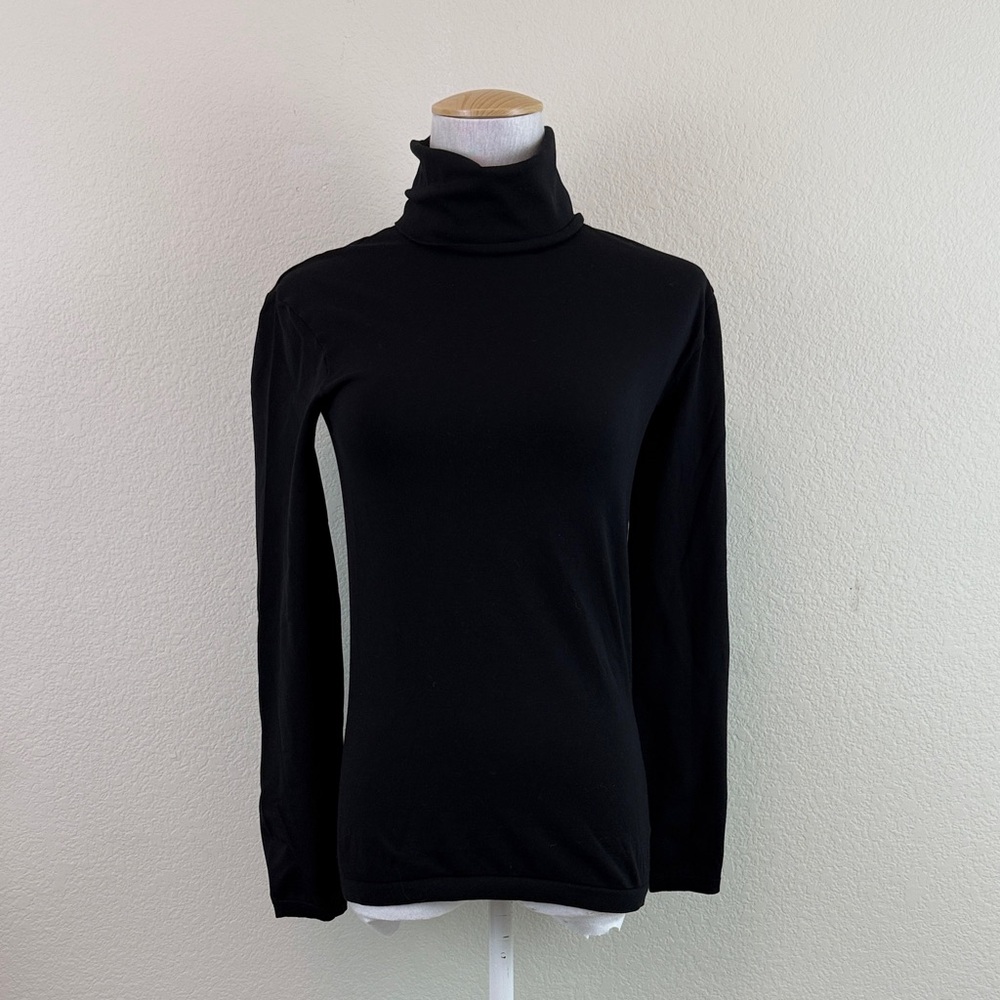 Wolford Cotton Velvet Black Turtleneck Sweater‎ Size Medium
